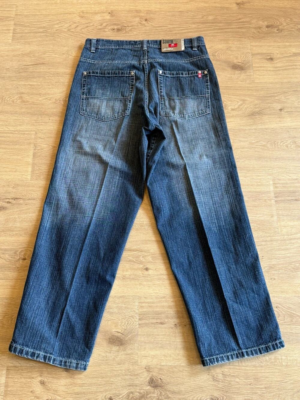 Vintage Y2K Southpole Red Tab Jeans Men 36X32 Blue Baggy Fit Wide Leg Hip Hop